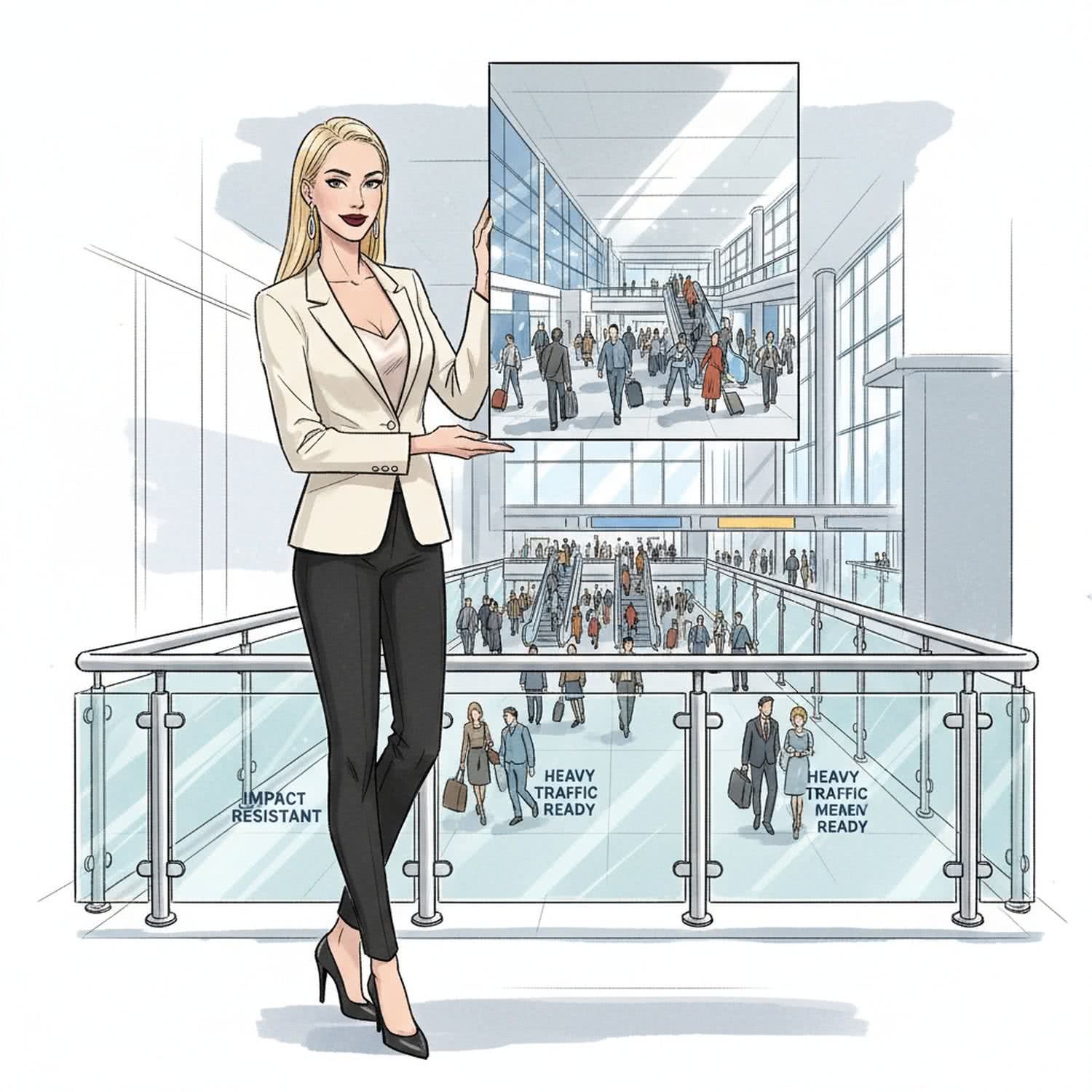 AI Generated Image - Balustrady ze szkła i stali nierdzewnej