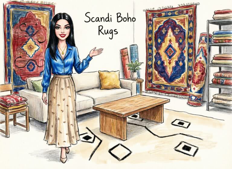Styl skandynawski wciąż na topie – jasne dywany z czarnymi liniami w klimacie scandi boho